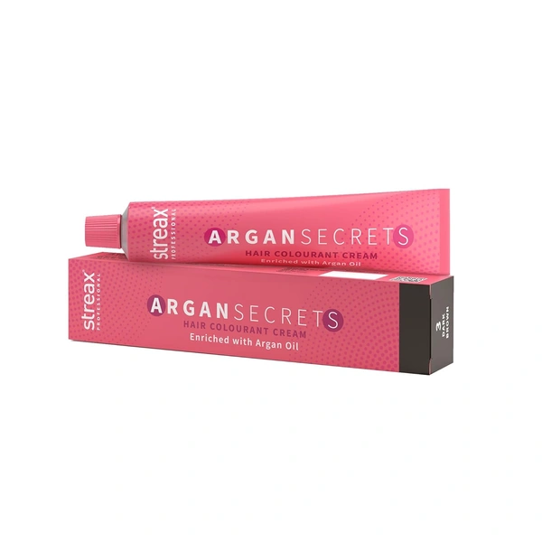 Streax Professional Hair Colorant Cream - 3 Dark Brown, With Argan Secrets for Hydrates & Nourishes hair 60g