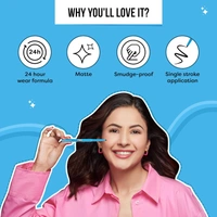 Sugar Pop 24-Hour Waterproof Matte Kajal - Black | Smudge-Proof, Transfer-Proof, Highly Pigmented Eye Kajal | Long-Lasting Matte Finish with Smooth Glide | Sharpener Included