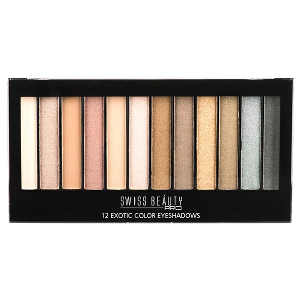 Swiss Beauty 12 Exotic Colour Eyeshadow Palette 18g | Matte & Shimmering Eyeshadow Colors | High Pigmentation | Long Lasting | Stunning Eye Looks | Western | Shade - 02