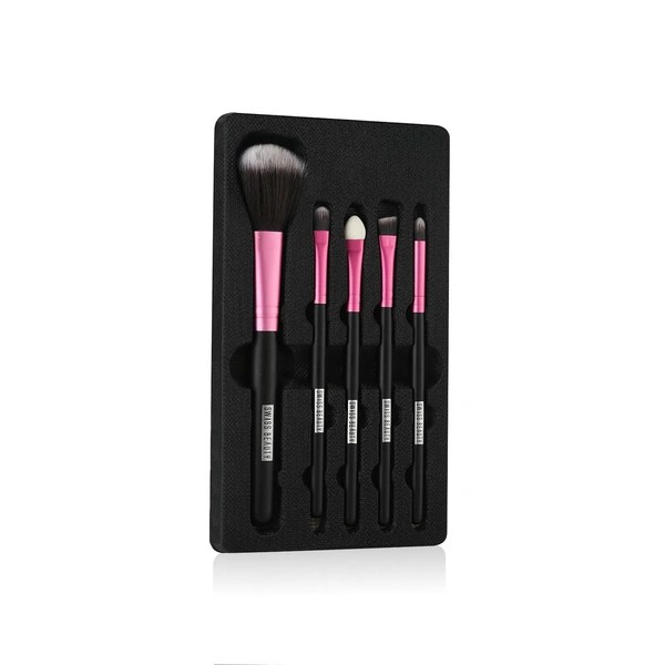 Swiss Beauty 5 Pcs Makeup Brush Set | Pink 03 | High Quality Synthetic Fibre