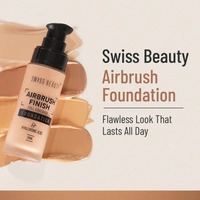 Swiss Beauty Airbrush Finish Full Coverage Foundation  Shell White, 30ml | Lightweight & Hydrating, Water-Resistant Formula | Hyaluronic Acid for a Flawless Matte Look