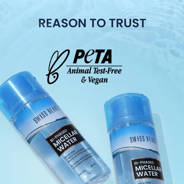 Swiss Beauty Bi-Phased Micellar Water, 100ml | Gentle Waterproof Makeup Remover & Cleanser | Hydrating, Non-Greasy | Lightweight Formula for All Skin Types