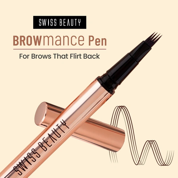 Swiss Beauty BROWmance Pen Light Brown 1ml | 4D Microblading Effect | Fills Sparse Brows | Waterproof & Smudge-Proof | 8-Hour Stay | Natural Hair-Like Strokes | Brow Definer Pen