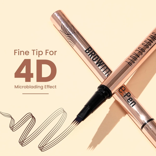 Swiss Beauty BROWmance Pen Light Brown 1ml | 4D Microblading Effect | Fills Sparse Brows | Waterproof & Smudge-Proof | 8-Hour Stay | Natural Hair-Like Strokes | Brow Definer Pen