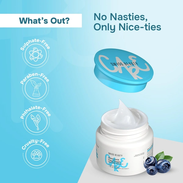 Swiss Beauty Care Dew Lock Day Cream 50gm with SPF 15+++ | 2% Aqua Neo & 1% Centella Asiatica | Hydrates, Soothes & Protects Skin | Prevents Sun Damage | Lightweight Formula