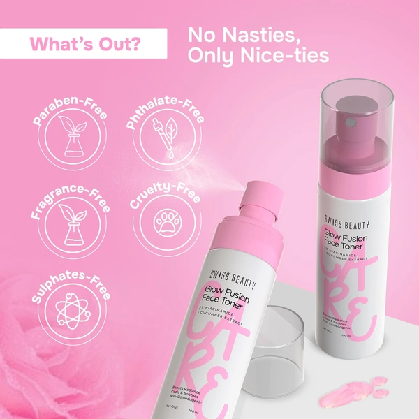 Swiss Beauty Care Glow Fusion Face Toner 100ml | Hydrating & Soothing Toner with 3% Niacinamide & Cucumber Extract | Tightens Pores, Refreshes Skin & Boosts Radiance | Alcohol-Free