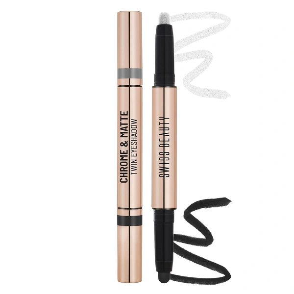 Swiss Beauty Chrome & Matte Twin Eyeshadow - 2g| Duo eyeshadow with matte and chrome finish | Non-creasing | Mix of matte & metallic finish | Vibrant stay for up to 24 hours | Pigmented & Long-Lasting | Shade- 01 (  Night Skies )|