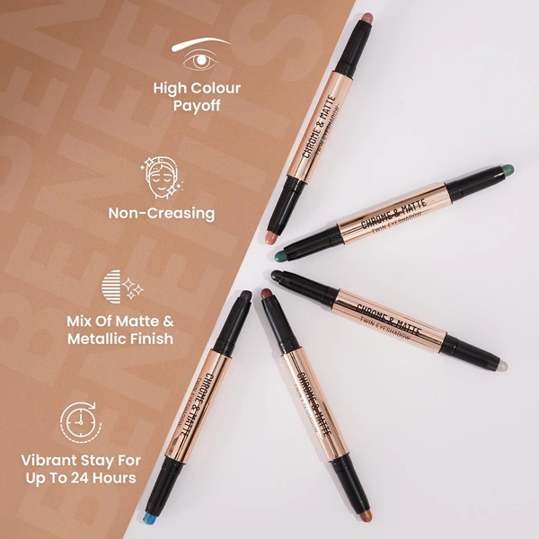 Swiss Beauty Chrome & Matte Twin Eyeshadow | Duo eyeshadow with matte and chrome finish | Non-creasing | Mix of matte & metallic finish | Vibrant stay for up to 24 hours | Pigmented & Long-Lasting | Shade- 04 ( Autumm Break )| 2g