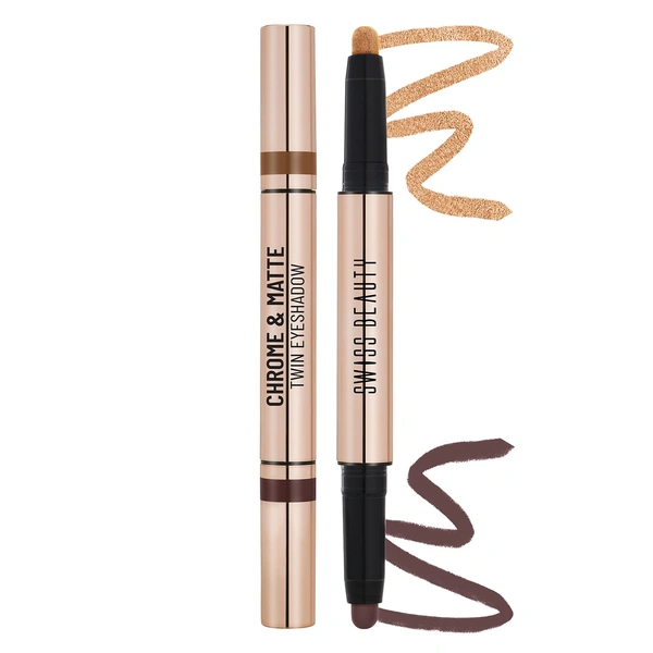 Swiss Beauty Chrome & Matte Twin Eyeshadow | Duo eyeshadow with matte and chrome finish | Non-creasing | Mix of matte & metallic finish | Vibrant stay for up to 24 hours | Pigmented & Long-Lasting | Shade- 05 ( Garden Blooms  )| 2g