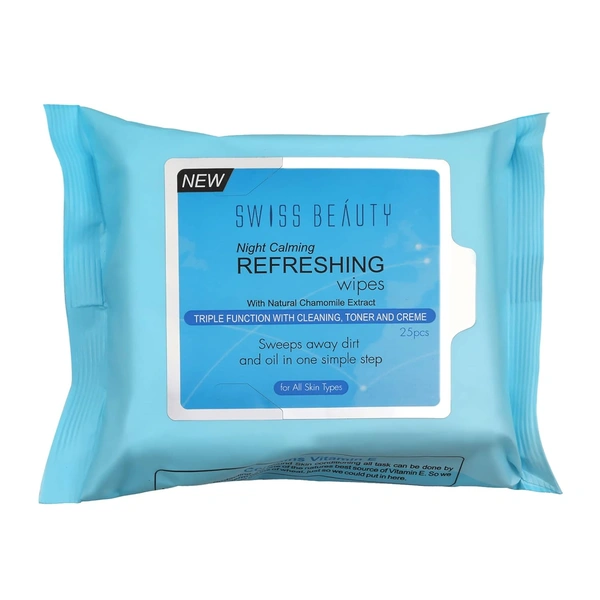 Swiss Beauty Daily Essentials Makeup Remover Cleansing Wet Wipes with Natural Chamomile | Gentle, Hydrating & Effective | Waterproof Makeup Removal | No Rinsing Required