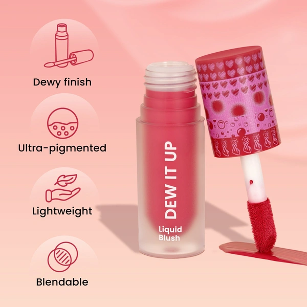 Swiss Beauty Dew It Up Liquid Blush 01-Peach Fuzz 4ml | Ultra-Pigmented & Lightweight | Infused with Vitamin E & C | Dewy, Natural Finish | Blendable & Long-Lasting