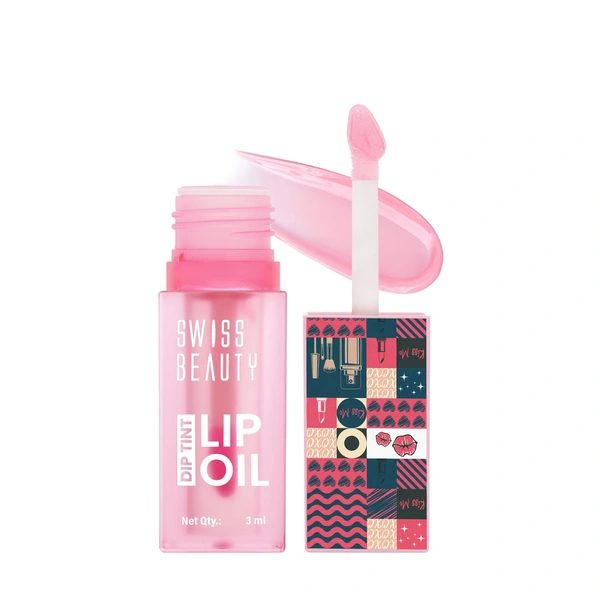 Swiss Beauty Dip Tint Colour Lip Oil - Peach | Infused with pH-based blend | Colour-Changing lip oil | Long-lasting hydration with Vitamin E | Glossy Finish | Repairs Chapped lips