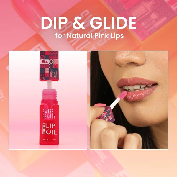 Swiss Beauty Dip Tint Colour Lip Oil -  Kiwi | Infused with pH-based blend | Colour-Changing lip oil | Long-lasting hydration with Vitamin E | Glossy Finish | Repairs Chapped lips