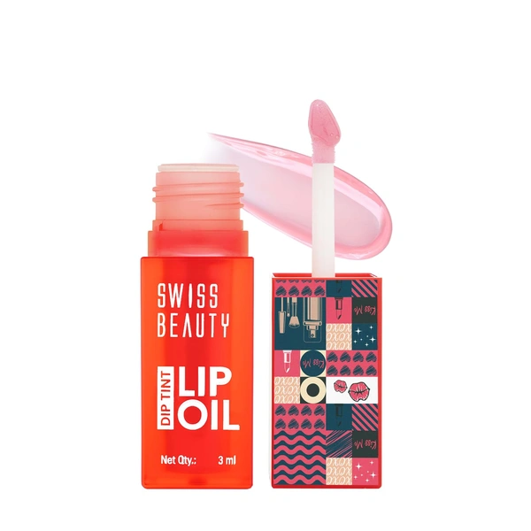 Swiss Beauty Dip Tint Colour Lip Oil -  Strawberry | Infused with pH-based blend | Colour-Changing lip oil | Long-lasting hydration with Vitamin E | Glossy Finish | Repairs Chapped lips