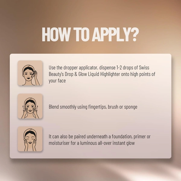 Swiss Beauty Drop & Glow Coppery Liquid Highlighter | Lightweight, Blendable & Long-Lasting | Multi-Use Illuminator for a Radiant, Dewy & Luminous Golden Glow