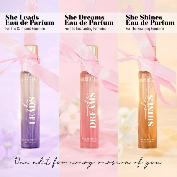 Swiss Beauty Eau De Perfum The She Edit 45ml | 3-In-1 Perfume Gift Box | Long-Lasting Luxury Fragrance Set | Travel-Friendly Scent Collection | Perfect Gift for Women