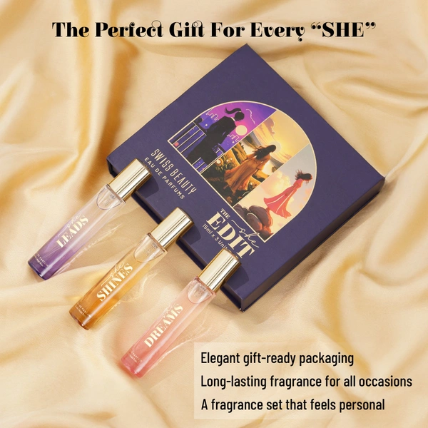 Swiss Beauty Eau De Perfum The She Edit 45ml | 3-In-1 Perfume Gift Box | Long-Lasting Luxury Fragrance Set | Travel-Friendly Scent Collection | Perfect Gift for Women