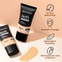 Swiss Beauty Foundation Matte Maxx Cover  06 Deep Warm, 30g| 24-Hour Wear |Hyaluronic Acid & Vitamin E | Oil-Control Formula |