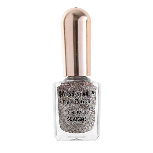Swiss Beauty Glitter Nail Polish 12ml | Bold Glitter | Long-Lasting Formula | Chip-Resistant Finish | Sparkle for Nails | Shade - 09