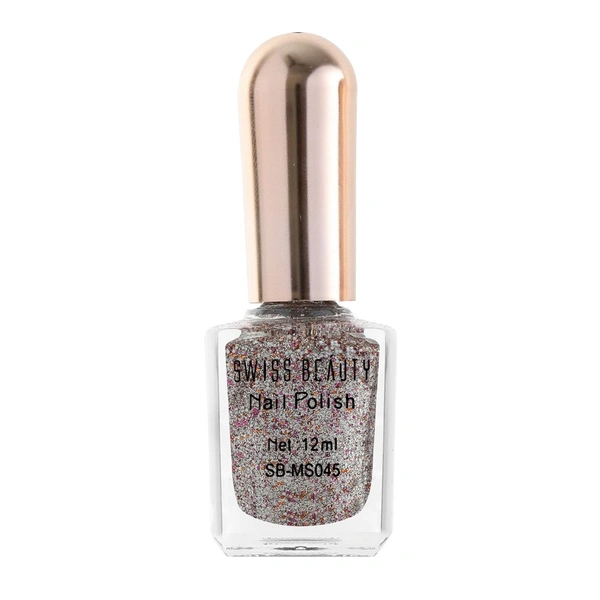 Swiss Beauty Glitter Nail Polish 12ml | Glitter-Infused | Long-Lasting Formula | Sparkle for Nails | Shade - 02