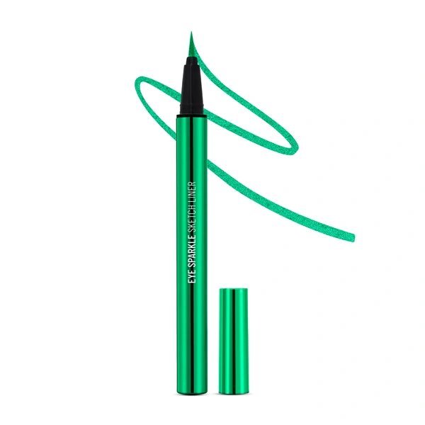 Swiss Beauty Glitz Green Pencil Eye Sparkle Sketch Eyeliner | Waterproof, Smudge-Proof, Quick-Drying | Intense Glittery Pink Finish for Long-Lasting, Bold Eye Looks