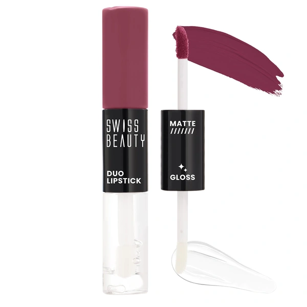 Swiss Beauty Hazel Nude Duo Lipstick with Matte & High-Shine Gloss | Long-Lasting, Smudge-Proof | Lightweight & Comfortable | 2-in-1 Lipstick for Natural & Glam Looks