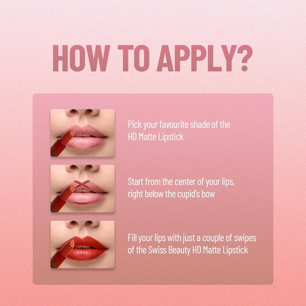 Swiss Beauty HD Matte Lipstick 3.5g | Siren In Scarlet 01| Suitable For All Skin Tones