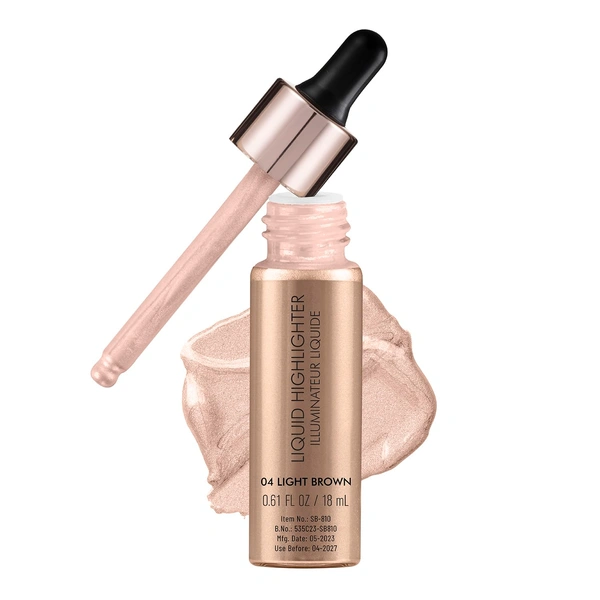 Swiss Beauty Highlighter Drop & Glow Light Brown Liquid  | Lightweight, Blendable & Long-Lasting | Multi-Use Illuminator for a Radiant, Dewy & Luminous Golden Glow