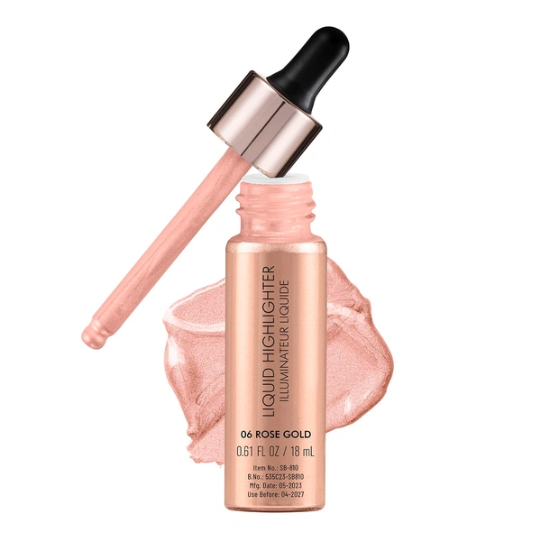 Swiss Beauty HighlighterDrop & Glow Rose Gold Liquid  | Lightweight, Blendable & Long-Lasting | Multi-Use Illuminator for a Radiant, Dewy & Luminous Golden Glow