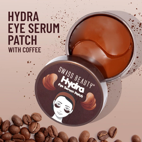 Swiss Beauty Hydra Eye Serum Patch 60pcs | De-Puffing | Hydrating & Brightening Eye Care | Reduce Fine Lines And Wrinkles | Anti-Dark Circles | Shade - Coffee