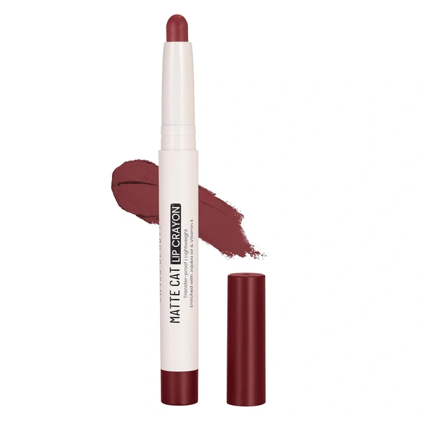 Swiss Beauty Matte Cat Lip Crayon 21 Jam with Vitamin E & Jojoba Oil | Highly Pigmented | Matte Finish & 8 Hour Stay | Smudge-proof & waterproof