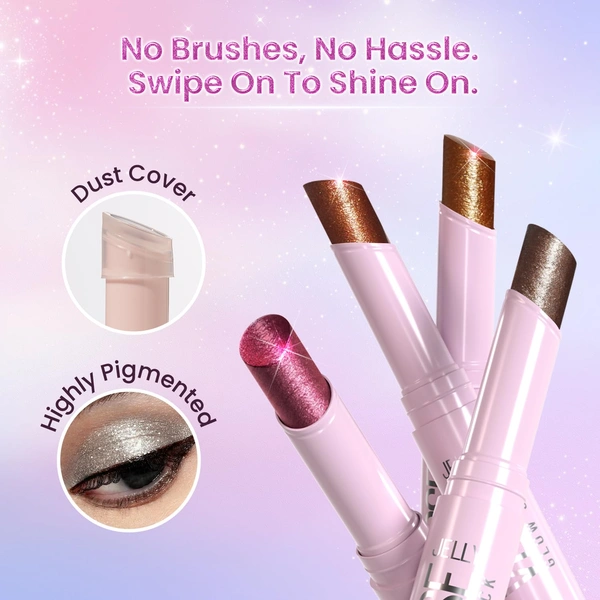Swiss Beauty Jelly Verse Glow Stick Shade 04 Moon Drip | Multi-Use Glow Stick for Eyes, Lips & Cheeks | Rich Colour Payoff | Icy Pearl-Silver Shine | Crease-Proof Jelly Texture