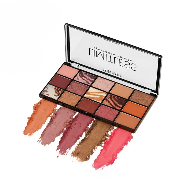 Swiss Beauty Limitless Eyeshadow Palette 30g Shade 02 SUN GLAZED | 15 Mattes, Shimmers & Metallic Shades | Highly Pigmented | Smooth Blendable Formula | Long-Lasting Eye Makeup Palette