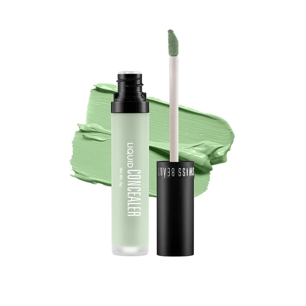 Swiss Beauty Liquid Concealer 6g Shade-Green |Full Coverage|Hide Blemishes at One Strock With Matt Finsh|Ligh Weight Concealer