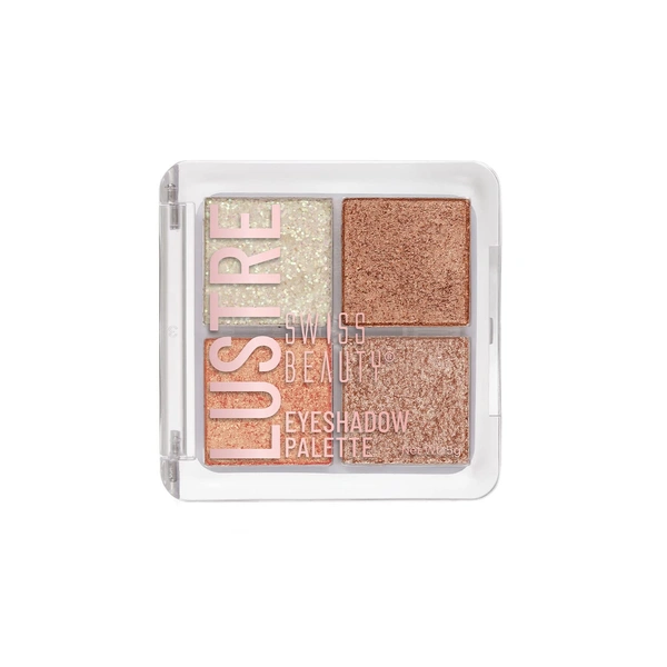 Swiss Beauty Lustre Eyeshadow Palette | Matte, Shimmer, and Metallic Palette | With 4 Highly Pigmented Shades | Soft Pink & Rose-Toned | Long-Lasting | Blendable Eyeshadow | For All Skin Types | Shade- Shimmer n shine | 5g