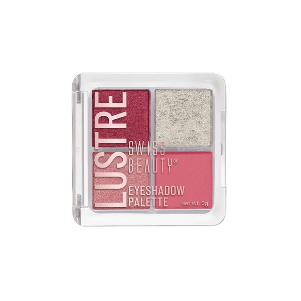 Swiss Beauty Lustre Eyeshadow Palette | Matte, Shimmer, and Metallic Palette | With 4 Highly Pigmented Shades | Long-Lasting | Blendable Eyeshadow | For All Skin Types | Shade- Rose n Petals | 5g