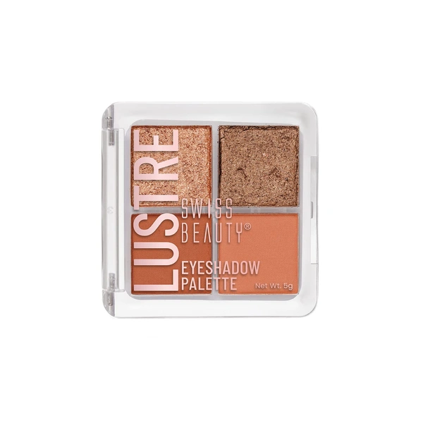 Swiss Beauty Lustre Eyeshadow Palette | Matte, Shimmer, and Metallic Palette | With 4 Highly Pigmented Shades | Long-Lasting | Blendable Eyeshadow | For All Skin Types | Shade- Nude Addict | 5g