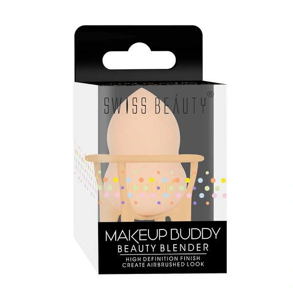 Swiss Beauty Makeup Blender  Shade - 01 | Makeup Buddy Beauty Blender | Blender for Flawless Application | High Definition Finish | Airbrushed finish sponge | Smooth, Streak-Free Finish | Wet and dry makeup tool | Shade - 01
