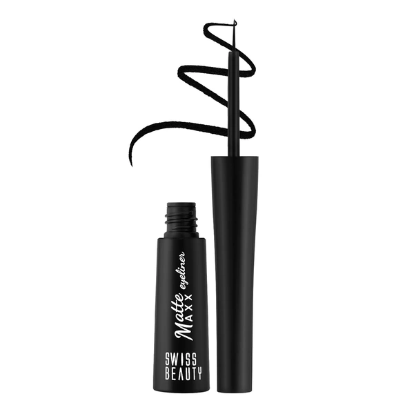 Swiss Beauty Matte Max Liquid Eyeliner | Bold Matte Finish | Long-Lasting | Smudge-proof | Quick Drying | With Fine-tip applicator eyeliner | Intense matte finish | 4g