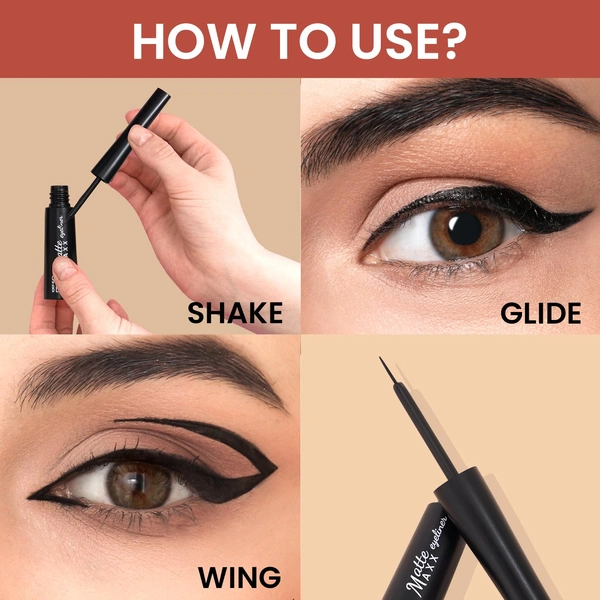 Swiss Beauty Matte Max Liquid Eyeliner | Bold Matte Finish | Long-Lasting | Smudge-proof | Quick Drying | With Fine-tip applicator eyeliner | Intense matte finish | 4g