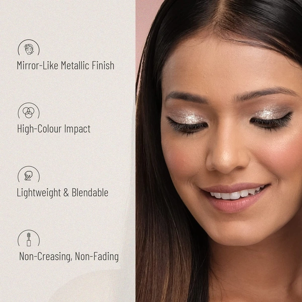 Swiss Beauty Metallic Liquid Eyeshadow 3ml | Intense Metallic Shine | High Pigmentation | Quick-Drying Formula | Long Lasting | Shade - 02