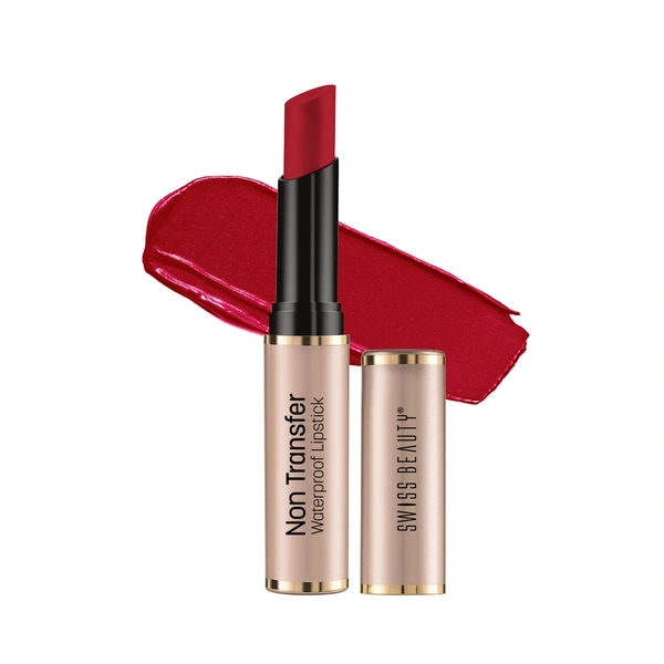 Swiss Beauty Non Transfer Waterproof Lipstick 3g | Blood Red 408 | Easy To Use
