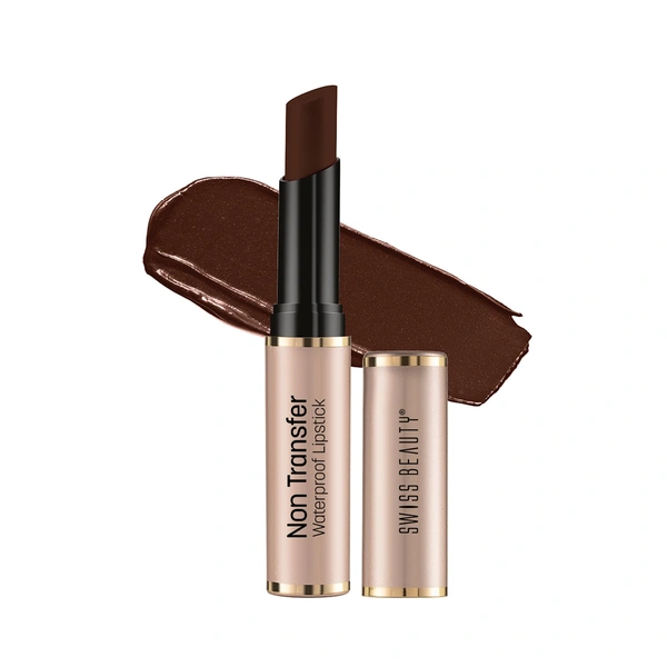 Swiss Beauty Non Transfer Waterproof Lipstick 3g | Dark Brown 420 | Easy To Use