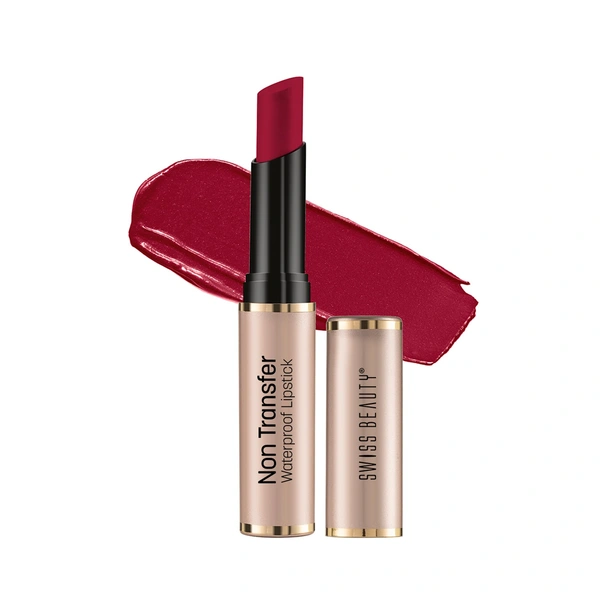 Swiss Beauty Non Transfer Waterproof Lipstick 3g | Magic Maroon 411 | Easy To Use