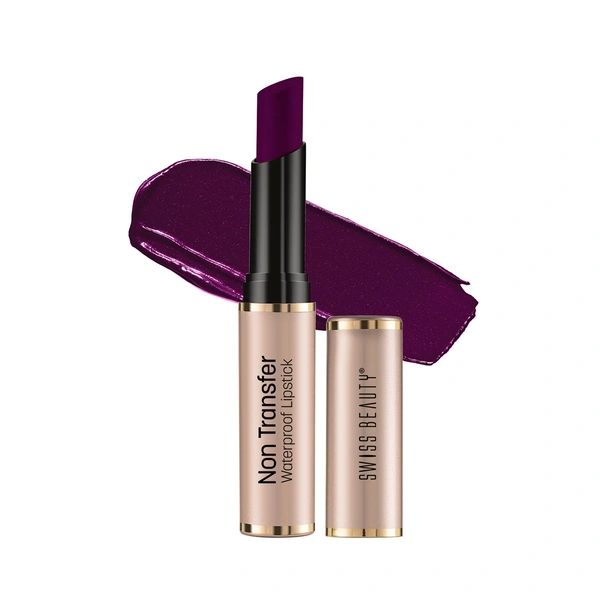 Swiss Beauty Non Transfer Waterproof Lipstick 3g | Purple Villain 423 | Easy To Use