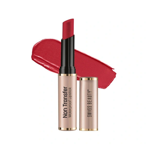 Swiss Beauty Non Transfer Waterproof Lipstick 3g | Smoking Red 409 | Easy To Use