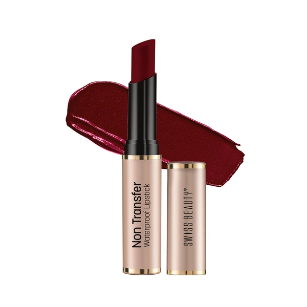 Swiss Beauty Non Transfer Waterproof Lipstick 3g | Royal Maroon 413 | Easy To Use