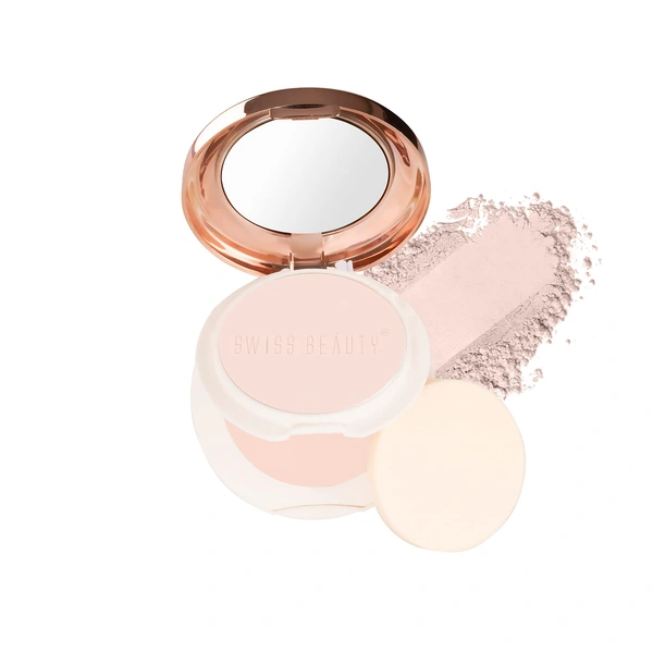 Swiss Beauty Oil Control Compact Powder | for Matte, Shine-Free Skin | Day & Night Makeup Look | Oil-Controlling & Illuminating Compact Powder | Oil control powder | Smooth, Matte Finish & Lightweight Powder | Shade - Light-Medium | 20g