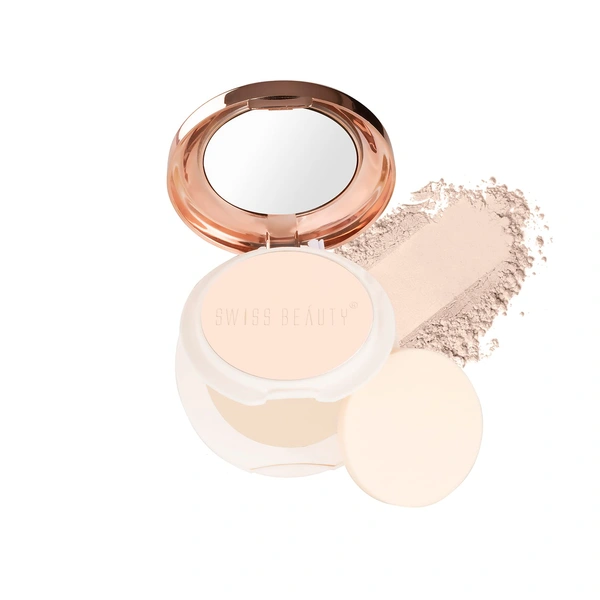 Swiss Beauty Oil Control Compact Powder Shade - Pearl-Ivory | 20g| for Matte, Shine-Free Skin | Day & Night Makeup Look | Oil-Controlling & Illuminating Compact Powder | Oil control powder | Smooth, Matte Finish & Lightweight Powder | Shade - Pearl-Ivory | 20g
