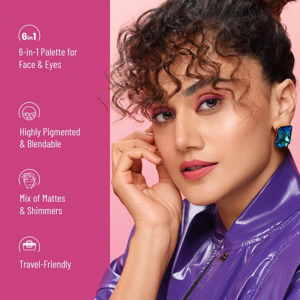 Swiss Beauty Dinner Date Face & Eye Dual Passport Palette with eya-catching shades | Stunning Eyeshadows & 1 Blusher | High-Pigment, Smooth Blending & Travel-Friendly | Matte & Shimmer Shades